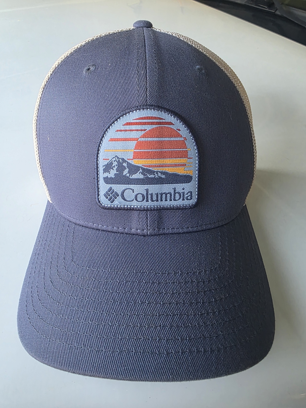 Columbia Navy and Tan Sunset Patch Mesh-Back Hat S/M